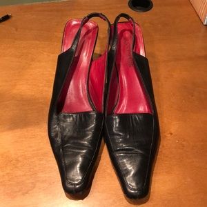 Ann Taylor Black leather sling backs, 6
